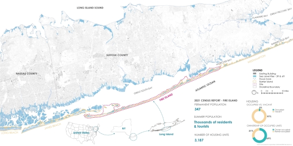Fire Island, located in Long Island, NY, a seasonal tourism destination is facing sea level rise.