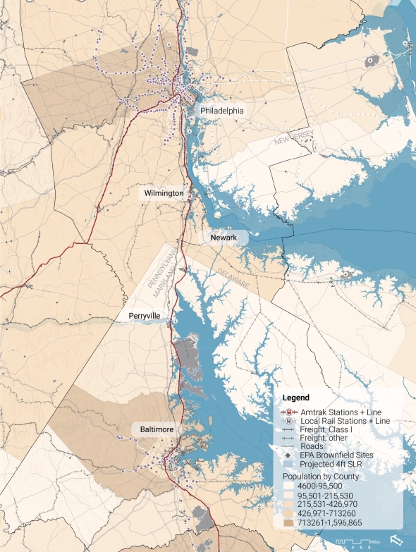 Sea-level rise along the Northeast corridor threatens rail, road, and natural infrastructure.