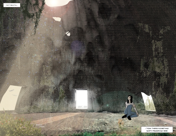 Comic panel of historic concrete domes