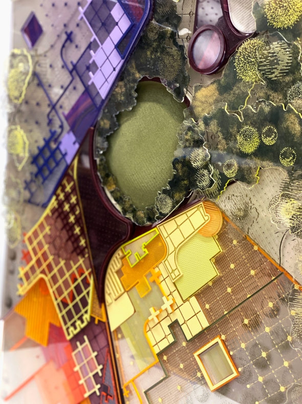 Model image representing the pattern to detail concept with acrylic and paint