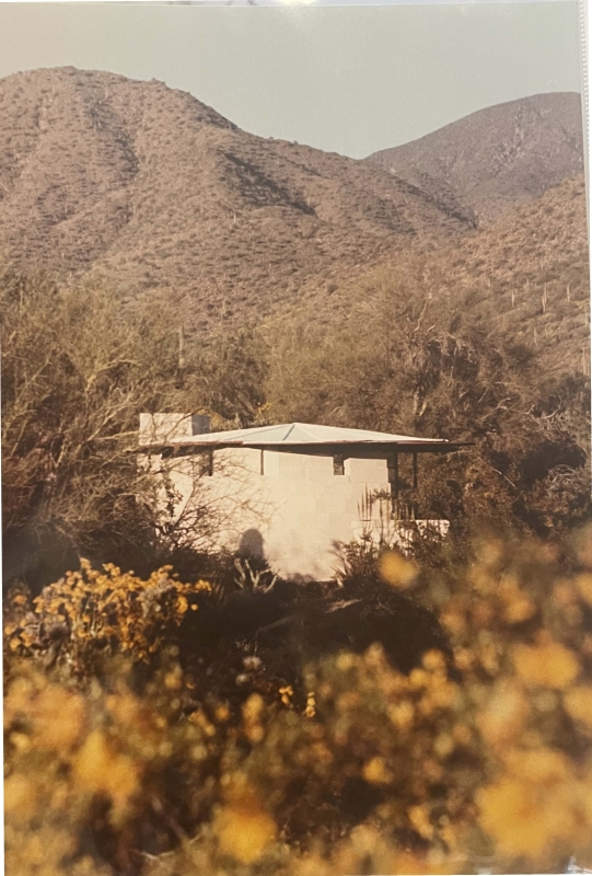 The Lotus Shelter, unknown date. Photo Source: Desert Shelters Collection, Frank Lloyd Wright Foundation Archives, Scottsdale, AZ.