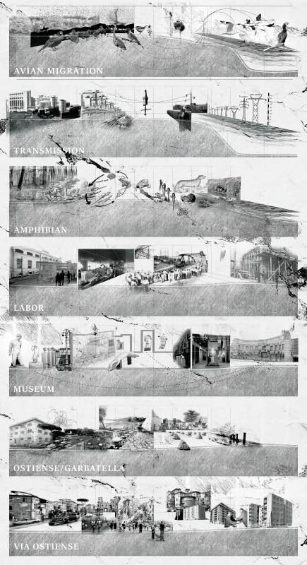 Sectional Prism drawings, depicting movement, memory, processes, and the non-human material histories of  site