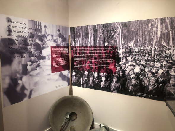 Panels and Artifacts on Display at the “Constant Fear” Section of the Permanent Exhibit Remembering the Killing Fields at the National Cambodian Heritage Museum and Killing Fields Memorial
