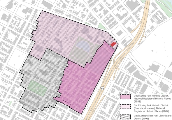Map of the Cool Springs Historic District in which the Delaware Childrens Theatre is situated (DCT Studio Team, 2024). 