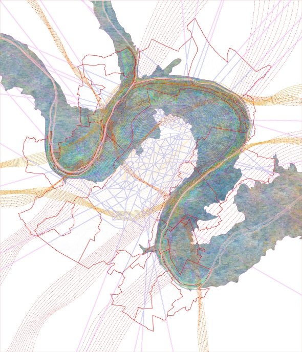 Mapping of human and animal interactions with the Seine River in Saint-Germain-en-Laye, showing patterns of influence and flood extent.