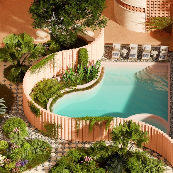 The curved walls near the entrance guide you gently into the space.  