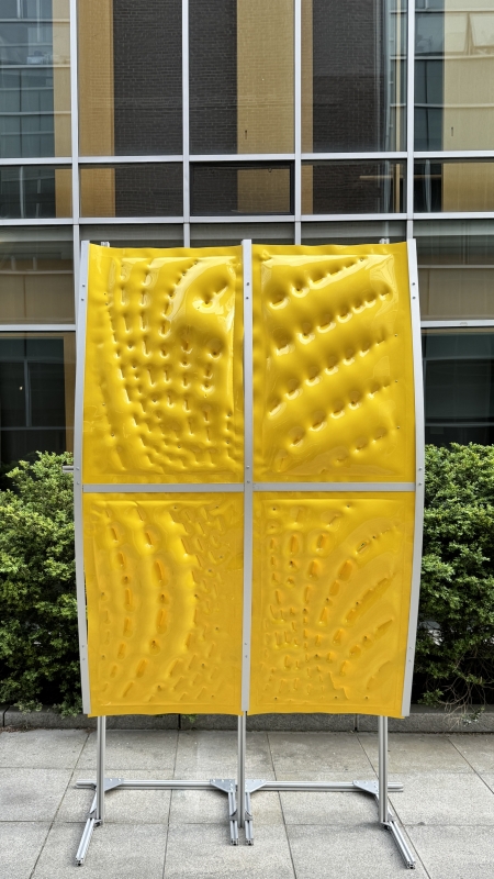 A multi-part fabricated prototype exploring the potential for pneumatic thermoforming to be utilized for the production of lightweight, semi-rigid volumetric building envelope applications.