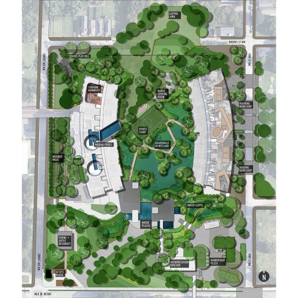 illustrative plan of proposed revival of Alonzo Herndon Stadium