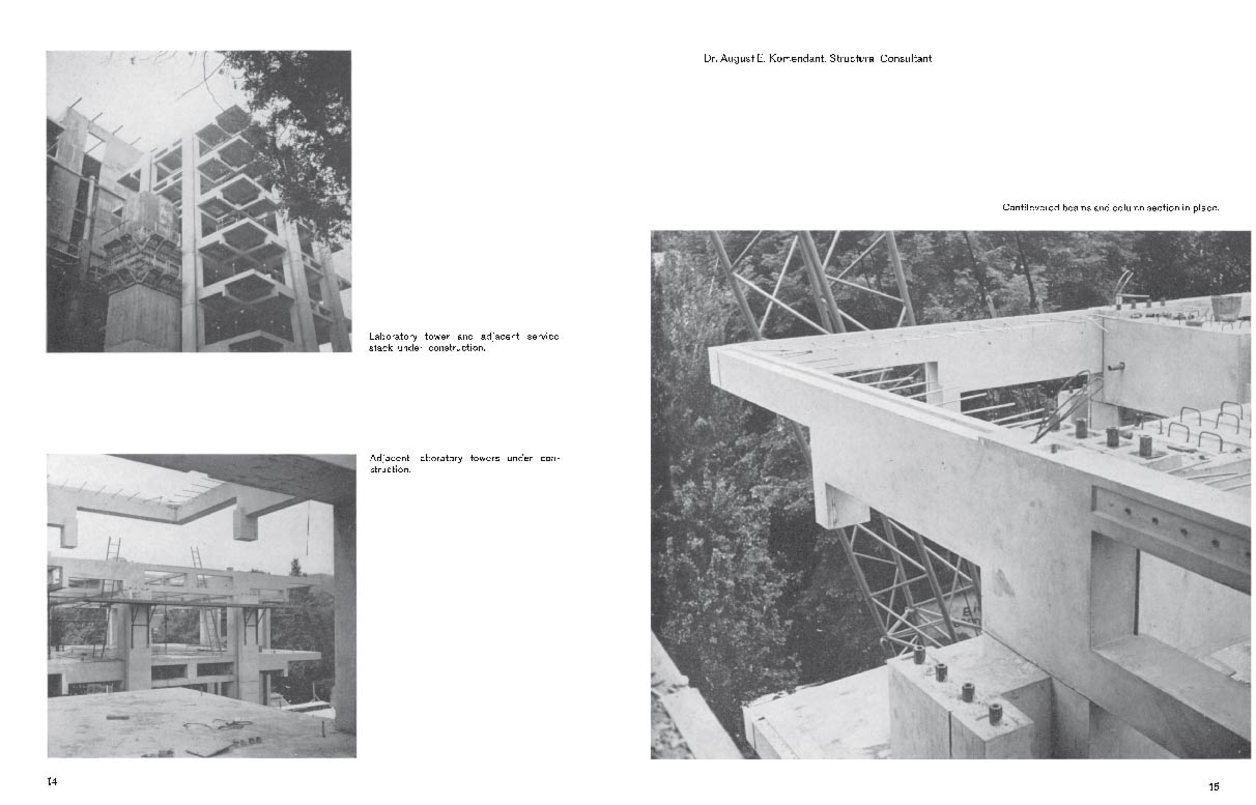 Original construction photos. Source: Louis I. Kahn: Richards Medical Research Building: The Bulletin Of The Museum Of Modern Ar