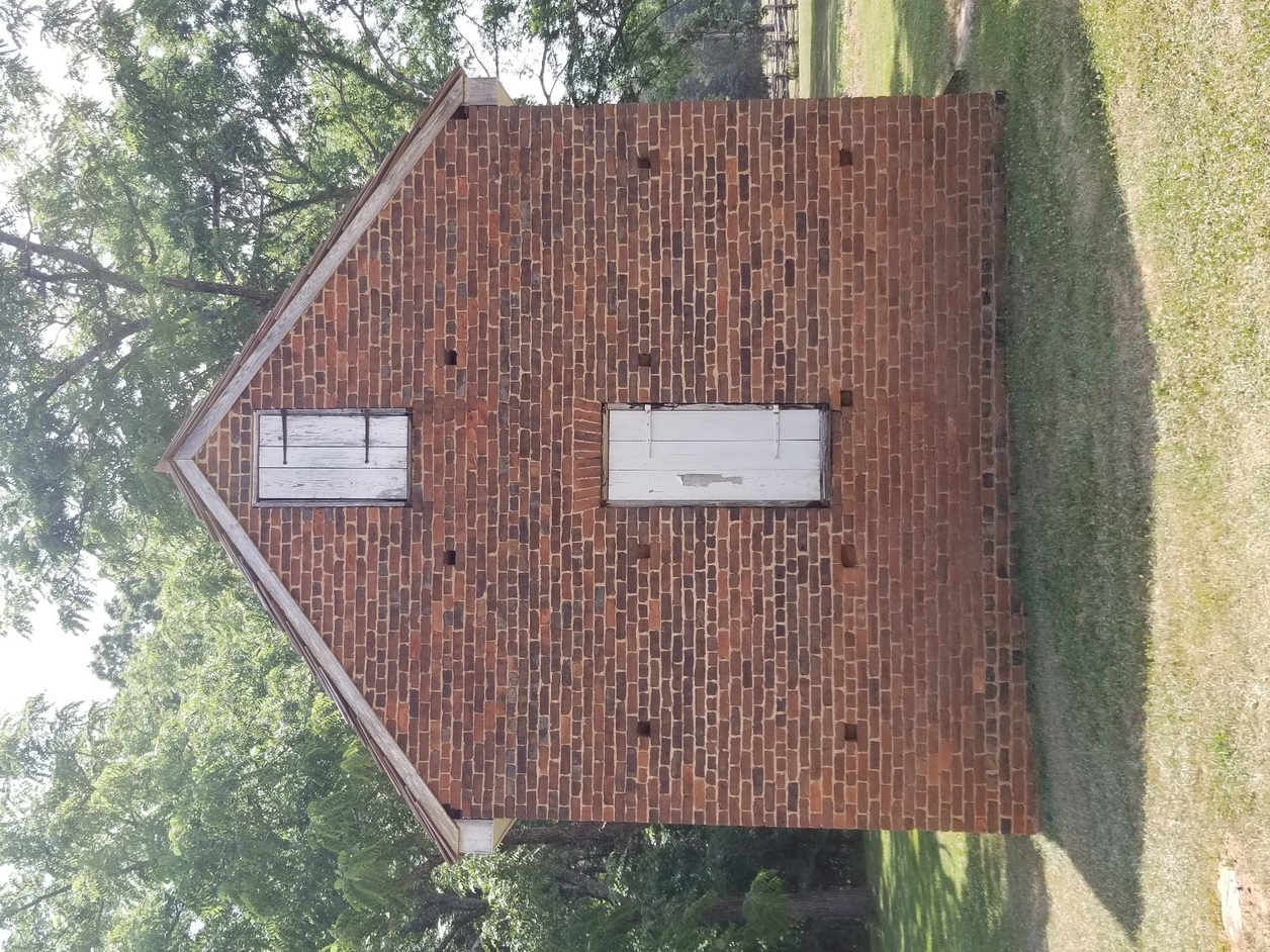 Elevation of the remaining 19th century slave dwelling. Historic Brattonsville, York County, South Carolina. 2019