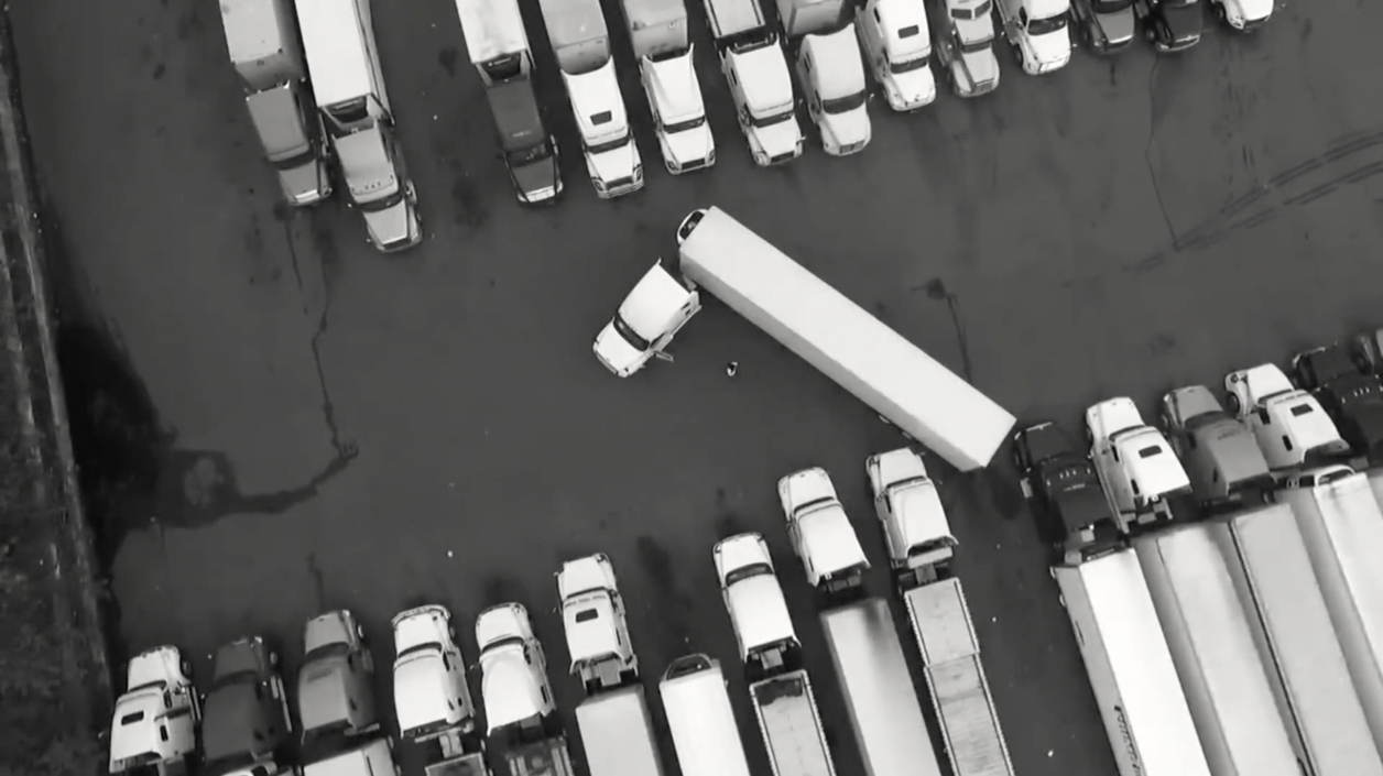 Image of semi trucks seen from above