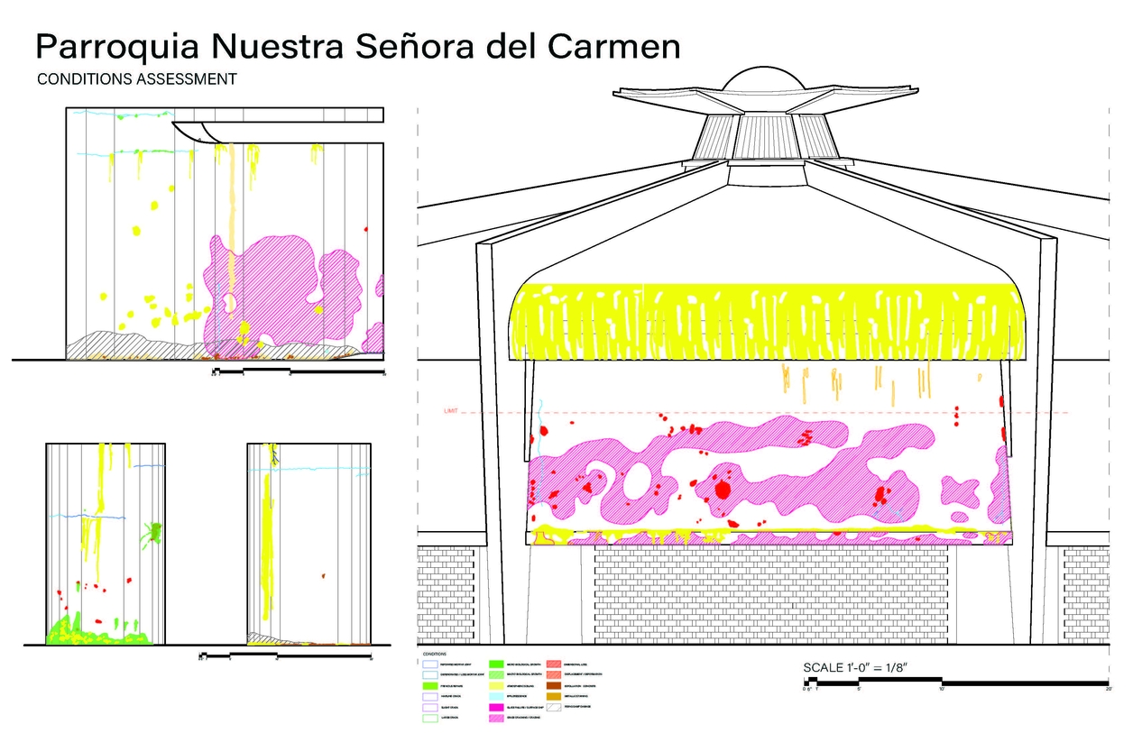 Conditions drawing samplesof the Del Carmen Church. Source: Author