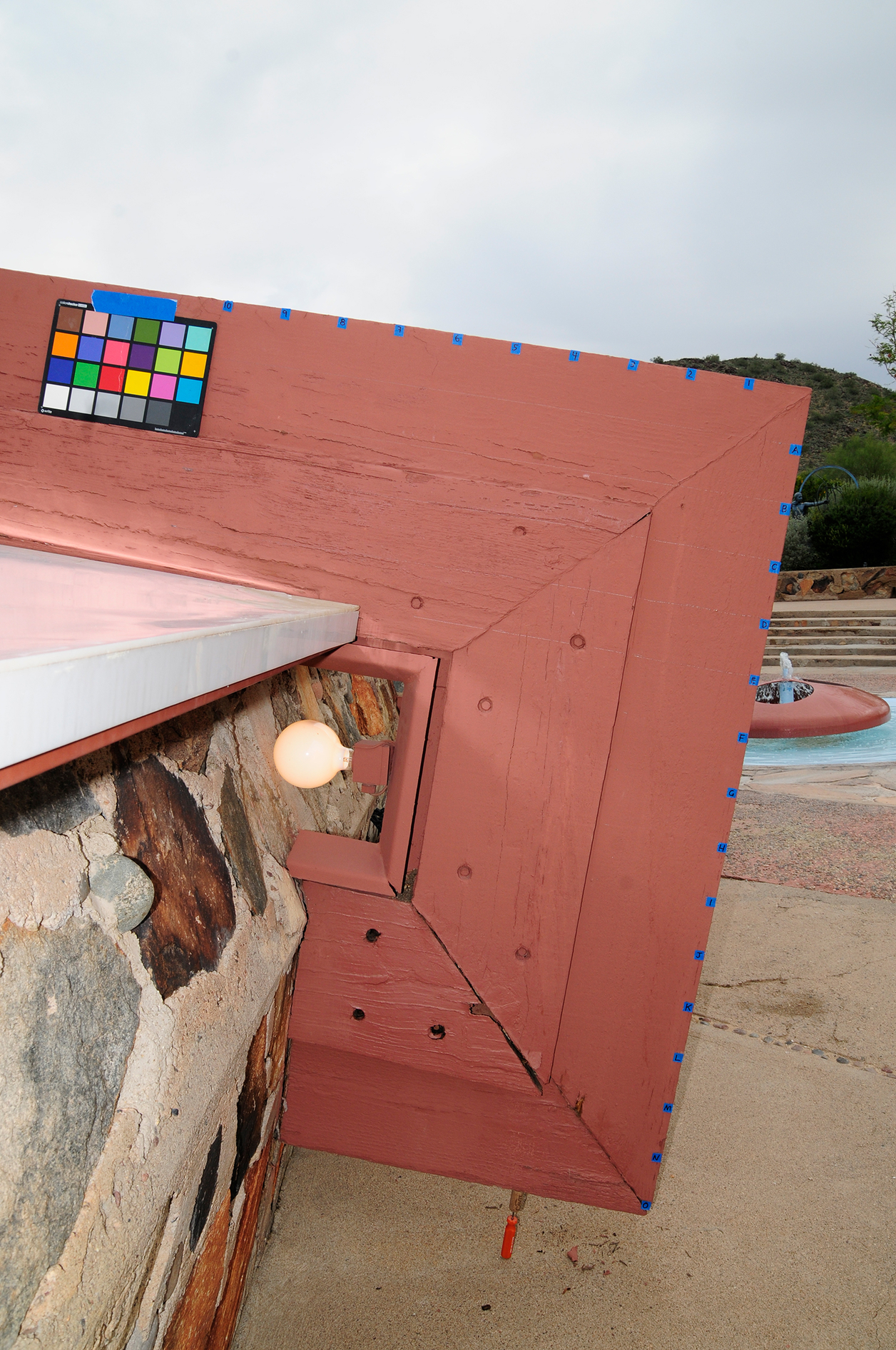 Working on section of roof at Taliesin West