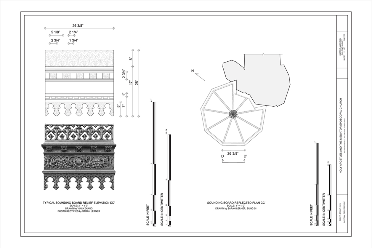 Sheet documenting the parts of pulpit in a church