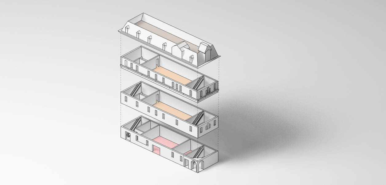 Rendering of a building that is four stories tall