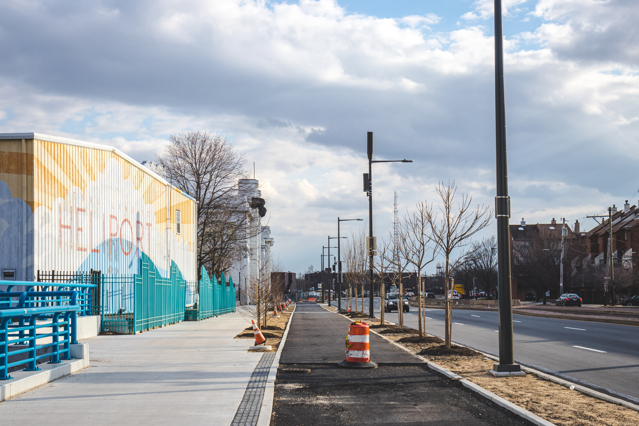 A bike trail under construction