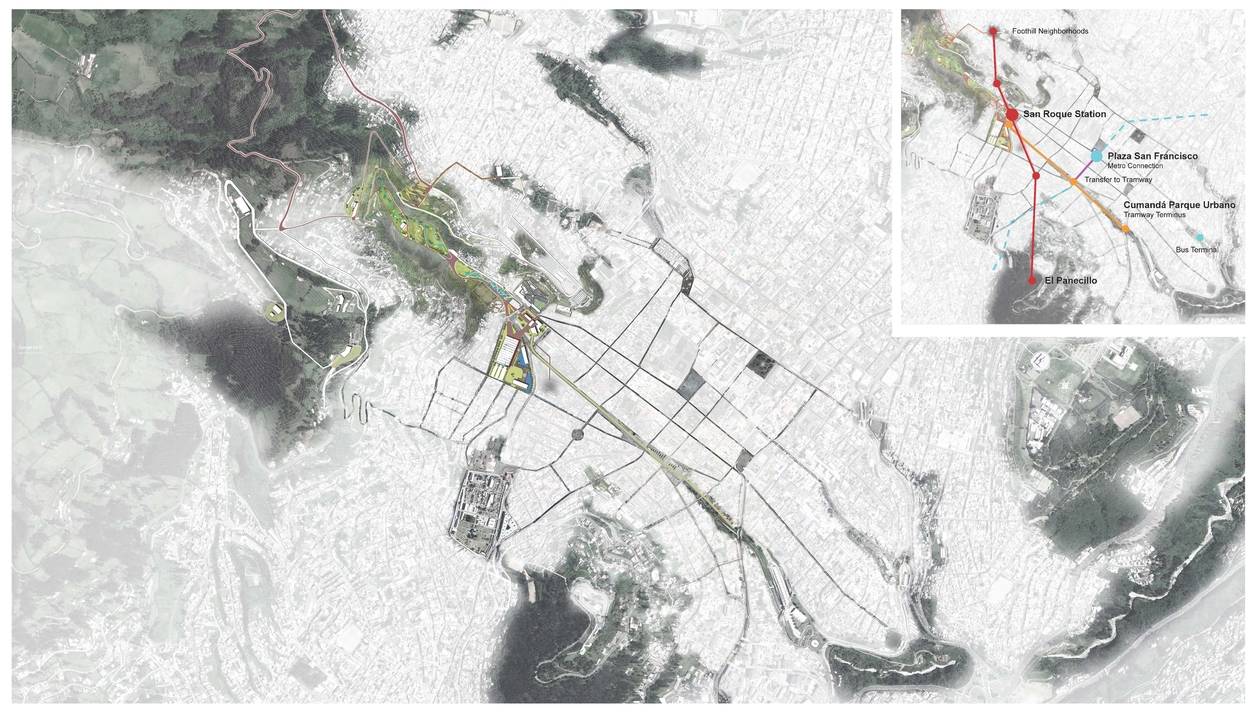 A regional plan representing the fully realized proposal, connected from the foothills to the valleys by the design.