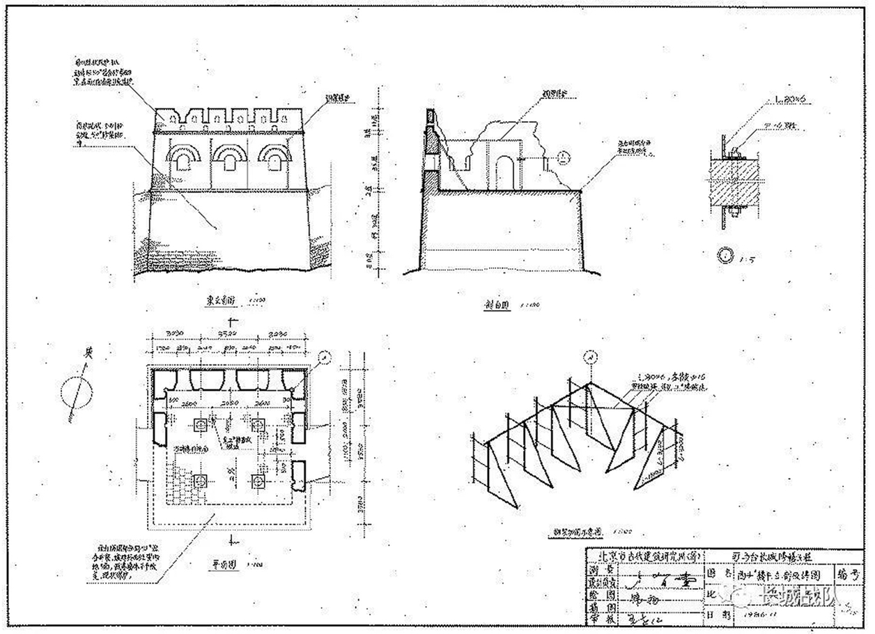 Blueprint of stone tower with supports