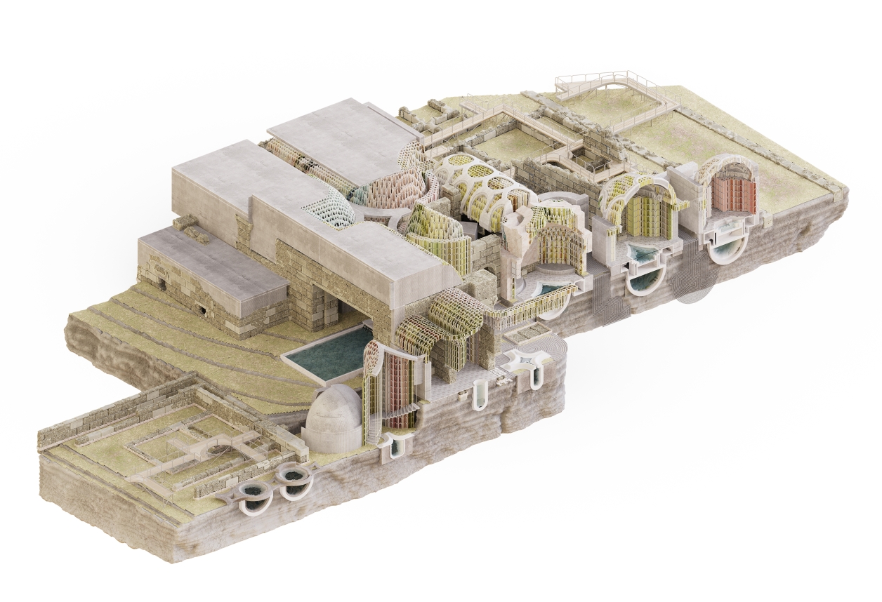 site axonometric of bathhouse
