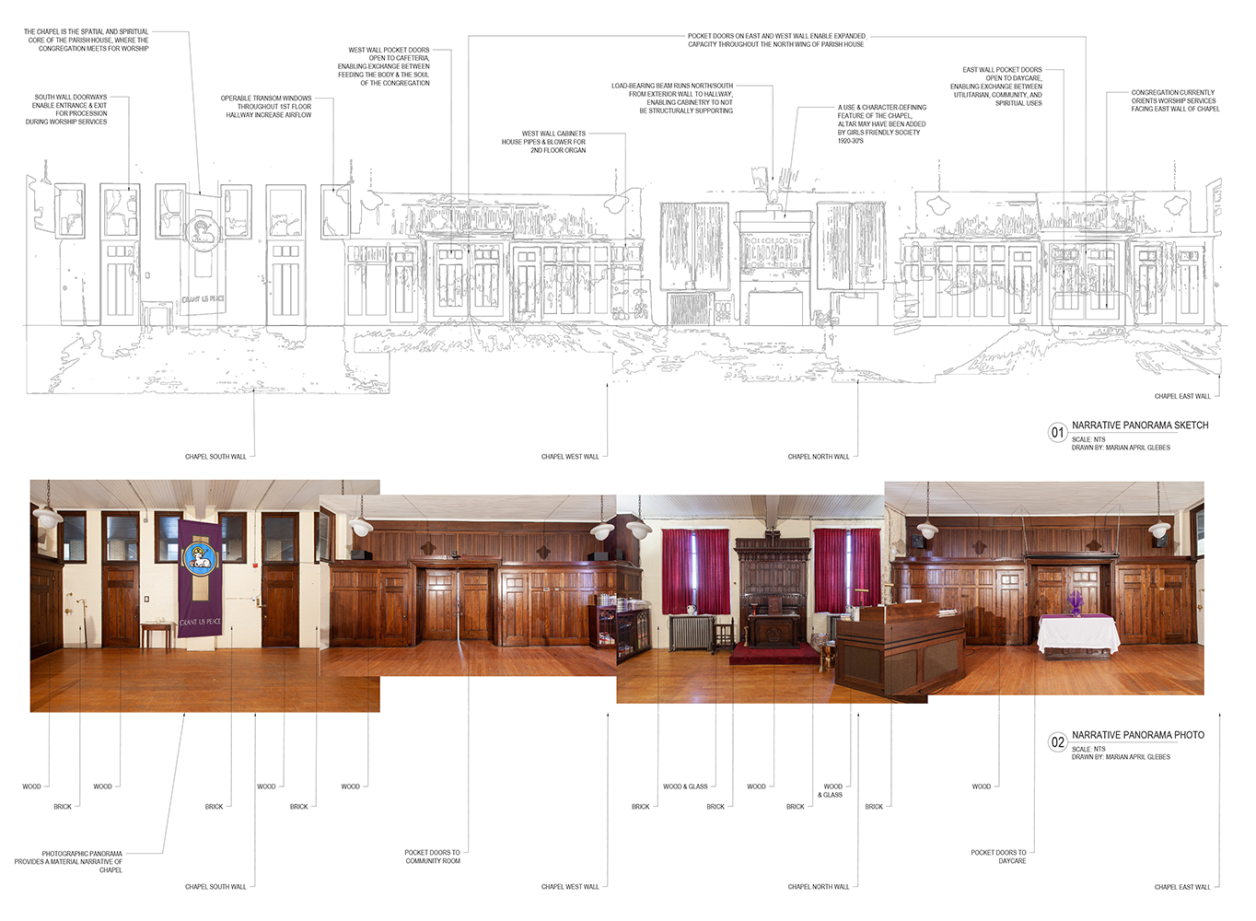 Conditions assessment of Parish House molding and cabinetry