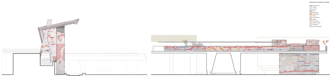 Conditions mapping for the Taliesin West water tower and bridge.