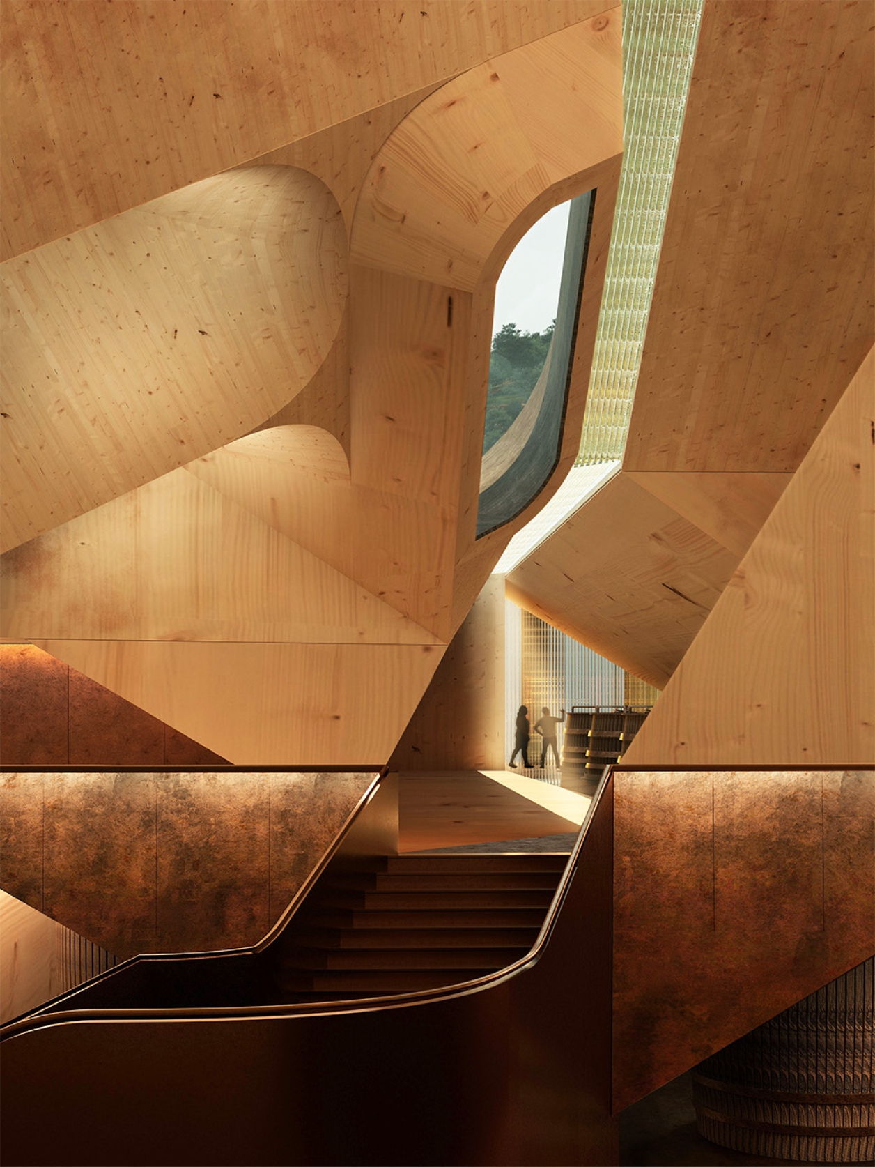 Image of a CLT exterior with articulated Roof design.
