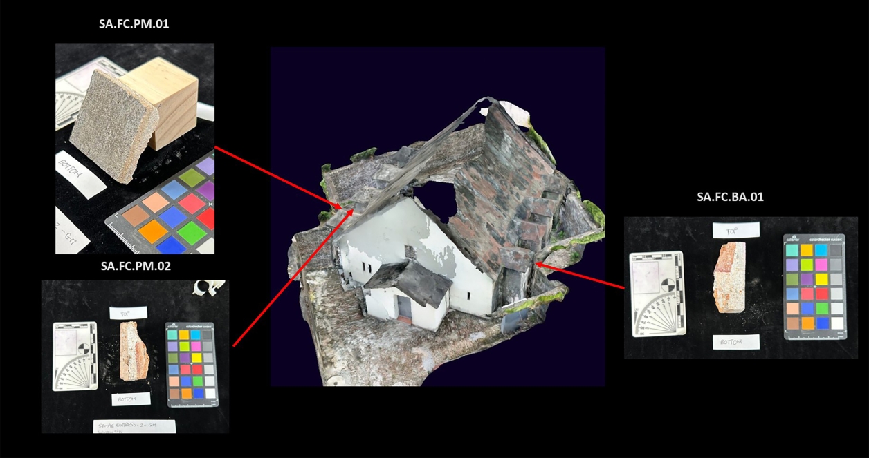 Exterior wall samples obtained from the powder magazine.