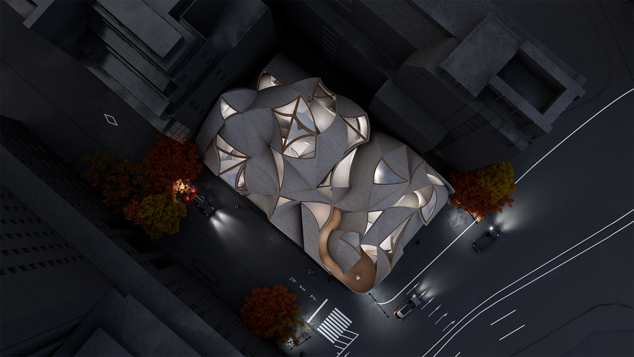 Aerial view at night