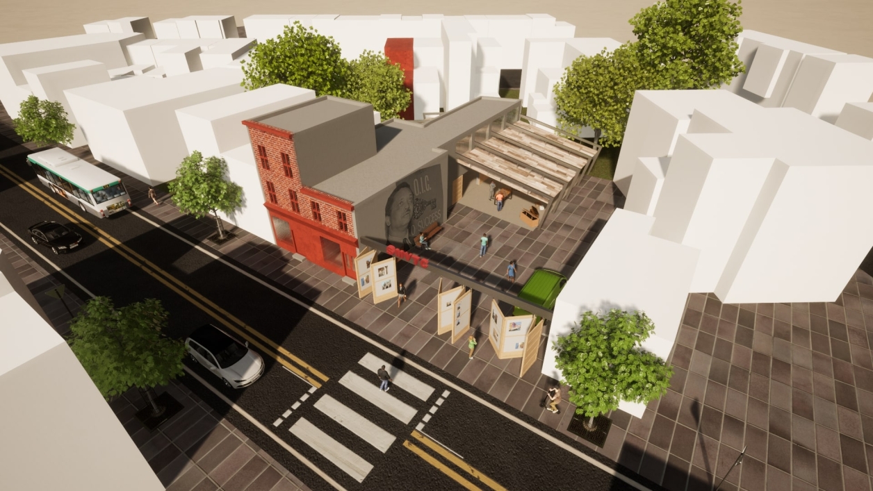 Bird's eye  view of the Strawberry Mansion Vocational Training Center.