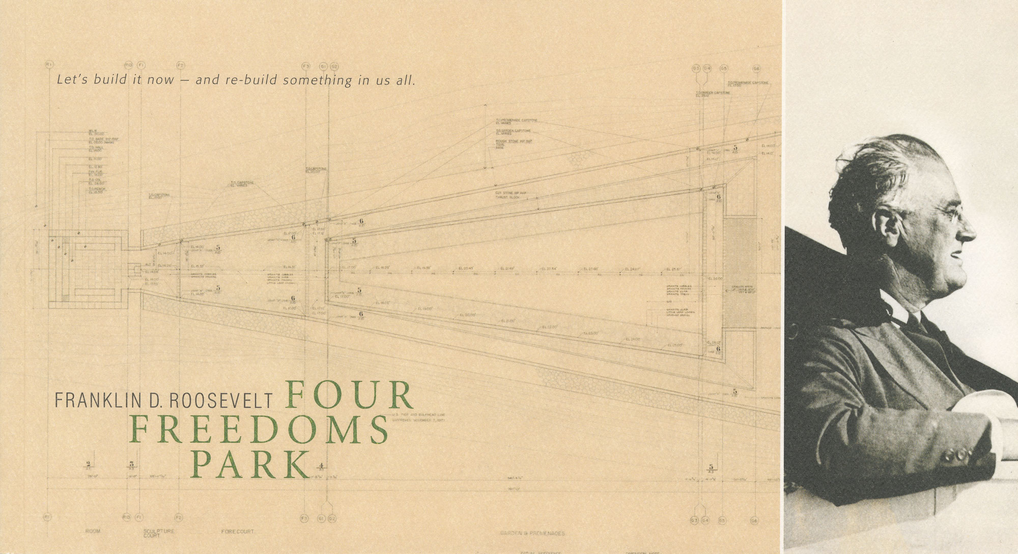 Pamphlete for Four Freedoms Park design